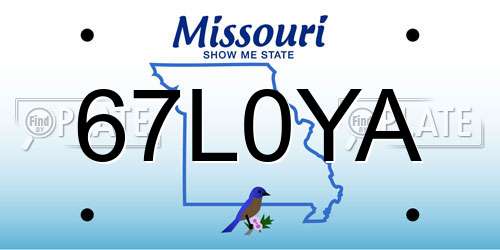 67L0YA Missouri License Plate