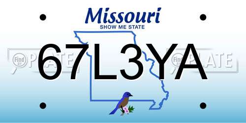 67L3YA Missouri License Plate