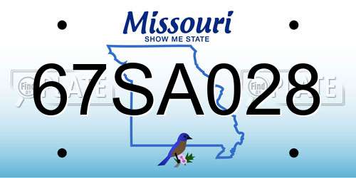 67SA028 Missouri License Plate