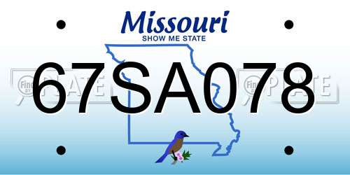 67SA078 Missouri License Plate