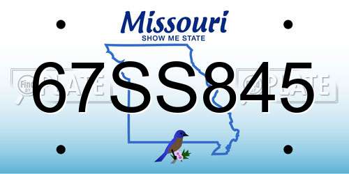 67SS845 Missouri License Plate