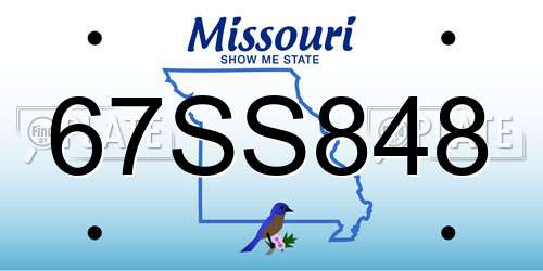67SS848 Missouri License Plate
