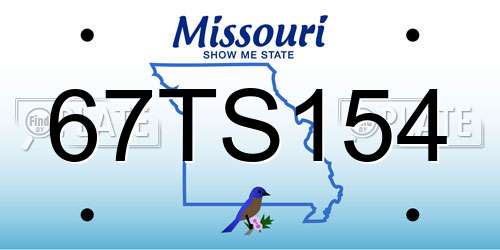 67TS154 Missouri License Plate