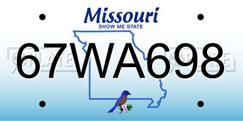 67WA698 Missouri License Plate