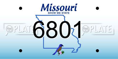 6801 Missouri License Plate