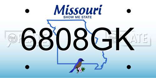 6808GK Missouri License Plate
