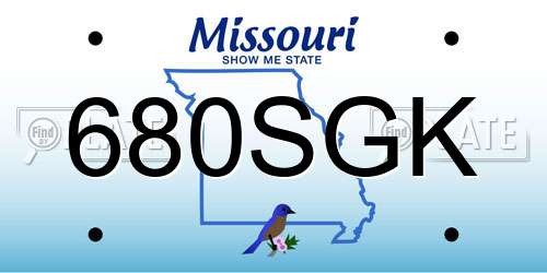 680SGK Missouri License Plate