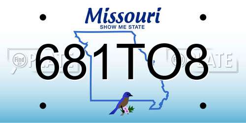 681TO8 Missouri License Plate