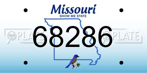 68286 Missouri License Plate