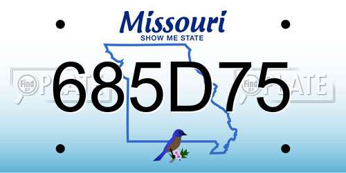 685D75 Missouri License Plate