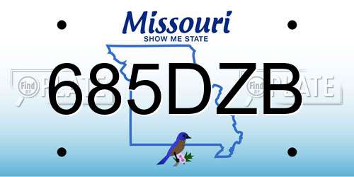 685DZB Missouri License Plate