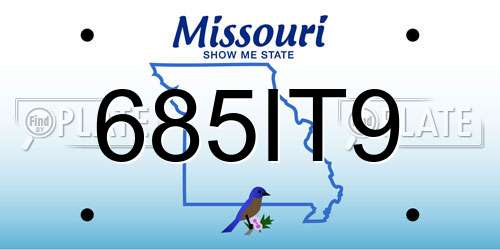 685IT9 Missouri License Plate