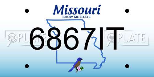 6867IT Missouri License Plate
