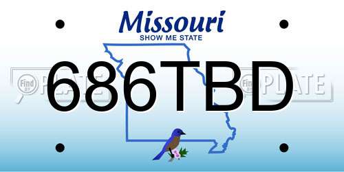 686TBD Missouri License Plate