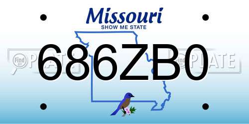 686ZB0 Missouri License Plate