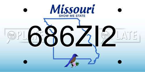 686ZI2 Missouri License Plate