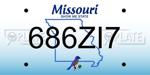 686ZI7 Missouri License Plate