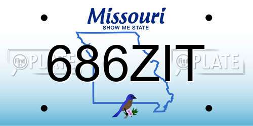 686ZIT Missouri License Plate