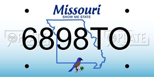 6898TO Missouri License Plate