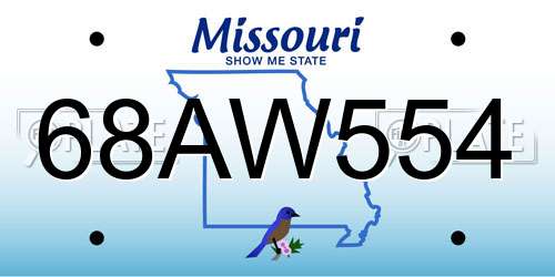 68AW554 Missouri License Plate