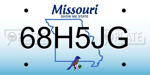 68H5JG Missouri License Plate
