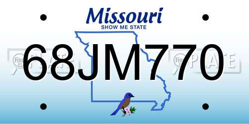 68JM770 Missouri License Plate