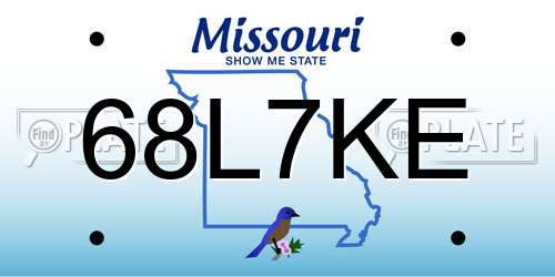 68L7KE Missouri License Plate
