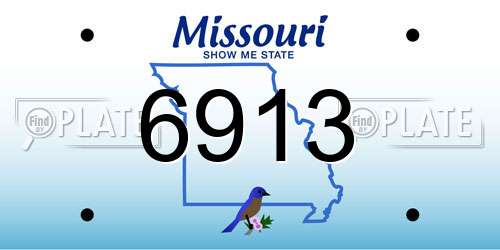 6913 Missouri License Plate