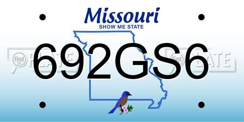 692GS6 Missouri License Plate