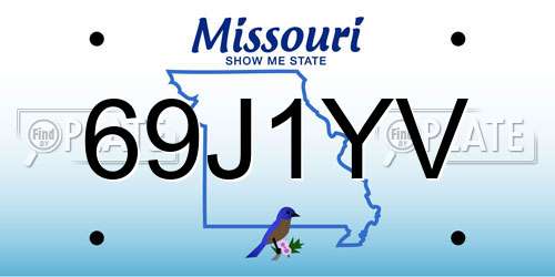 69J1YV Missouri License Plate