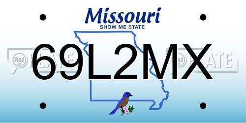 69L2MX Missouri License Plate