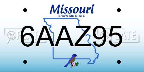6AAZ95 Missouri License Plate