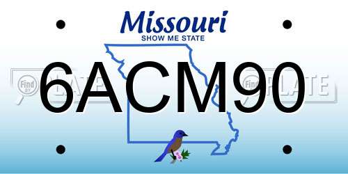 6ACM90 Missouri License Plate