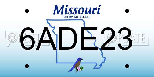 6ADE23 Missouri License Plate