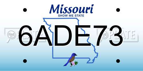 6ADE73 Missouri License Plate