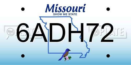 6ADH72 Missouri License Plate