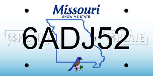 6ADJ52 Missouri License Plate