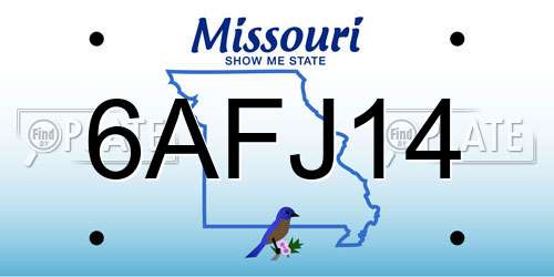 6AFJ14 Missouri License Plate