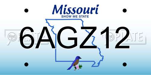 6AGZ12 Missouri License Plate
