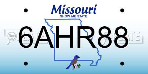 6AHR88 Missouri License Plate