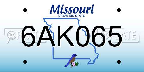 6AK065 Missouri License Plate