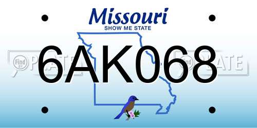 6AK068 Missouri License Plate