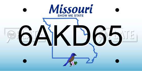 6AKD65 Missouri License Plate