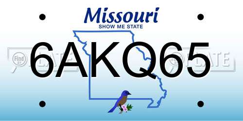 6AKQ65 Missouri License Plate