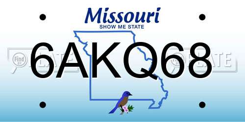 6AKQ68 Missouri License Plate