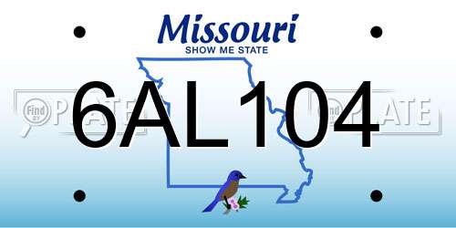 6AL104 Missouri License Plate