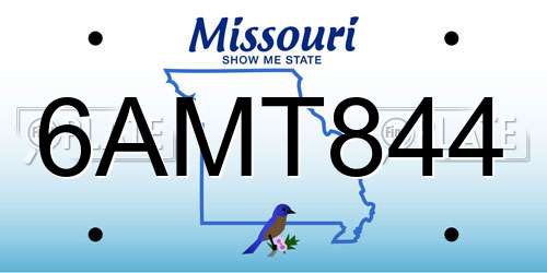 6AMT844 Missouri License Plate