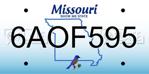 6AOF595 Missouri License Plate