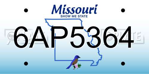 6AP5364 Missouri License Plate