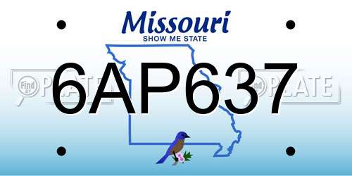 6AP637 Missouri License Plate